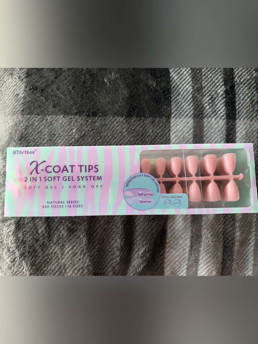 BTArtbox Soft Gel Nail Tips - Pink Set 640 pieces 16 sizes short almond shape